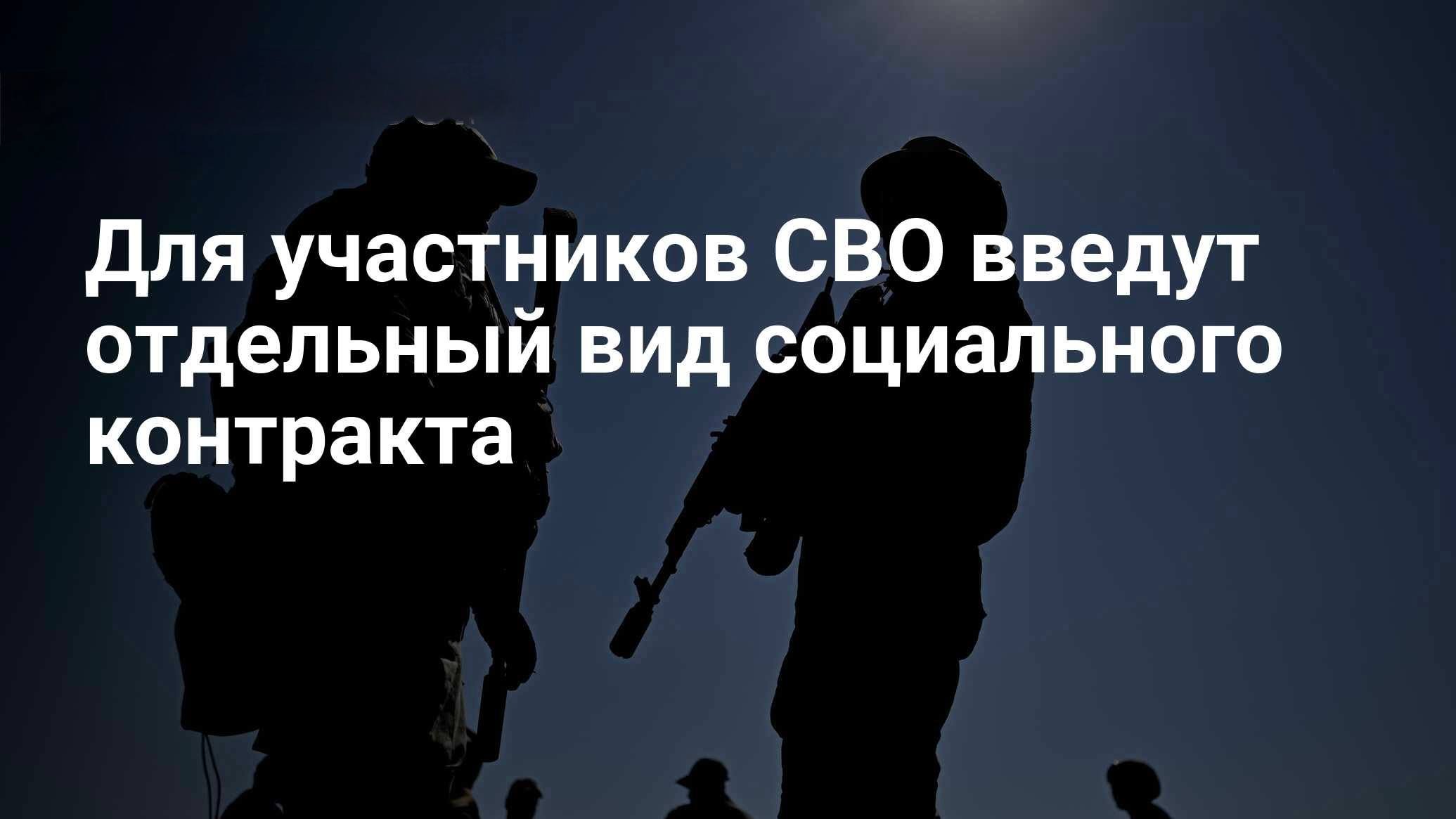 Отдельный вид социального контракта введут для участников СВО